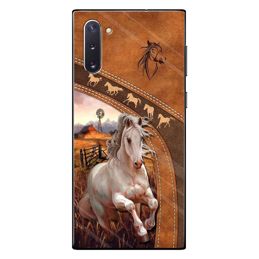 Horse Lovers - Personalized Phone Case With Leather Pattern Print