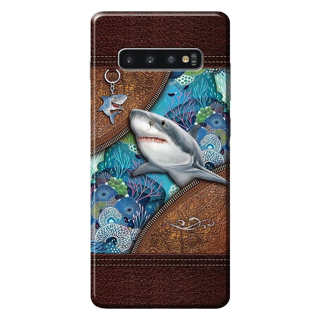 Love Sharks Personalized Leather Pattern Print Phone Case