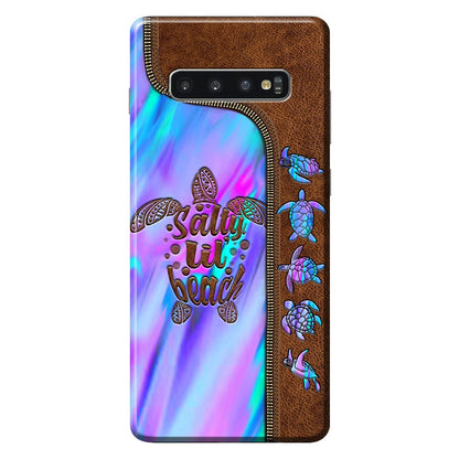 Salty Lil' Beach - Turtle Personalized Leather Pattern Print Phone Case