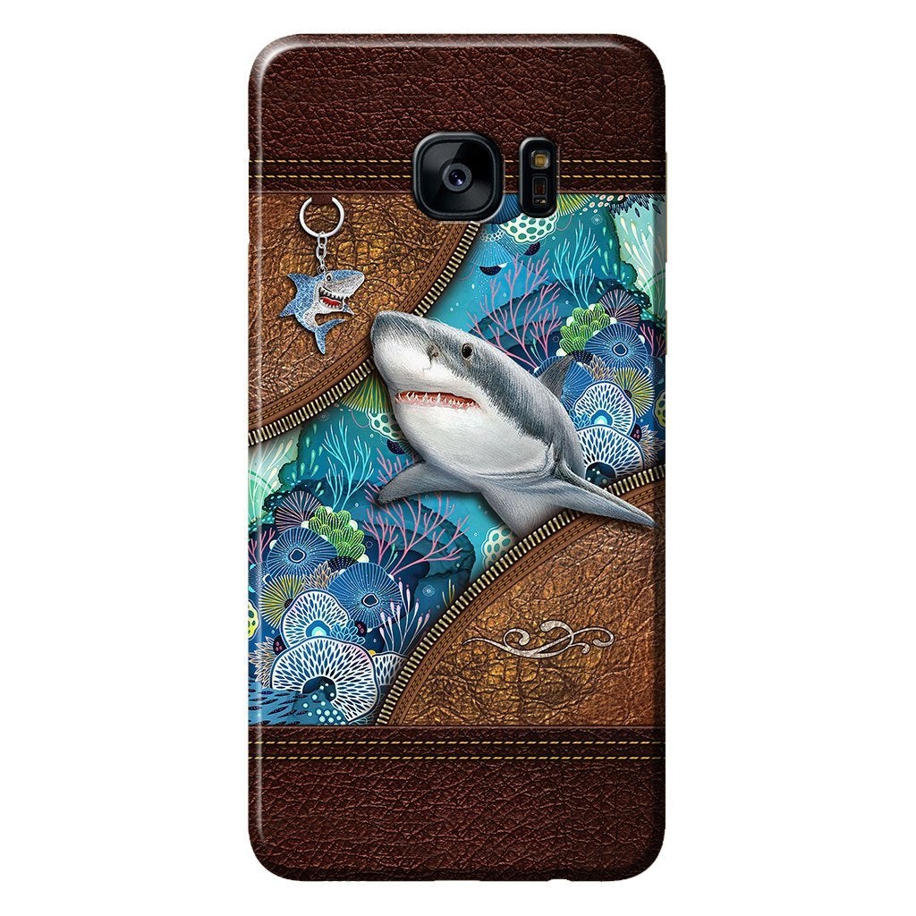 Love Sharks Personalized Leather Pattern Print Phone Case