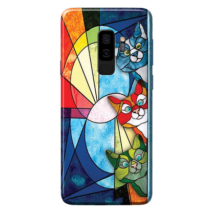 Peeking Cats Stained Glass Pattern Print - Cat Phone Case