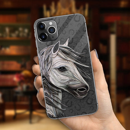 Love Horses - Phone Case With Leather Pattern Print